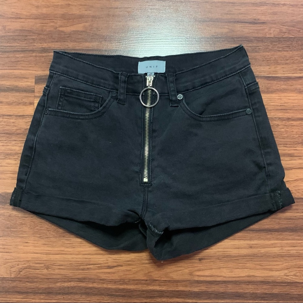 unif black jean shorts